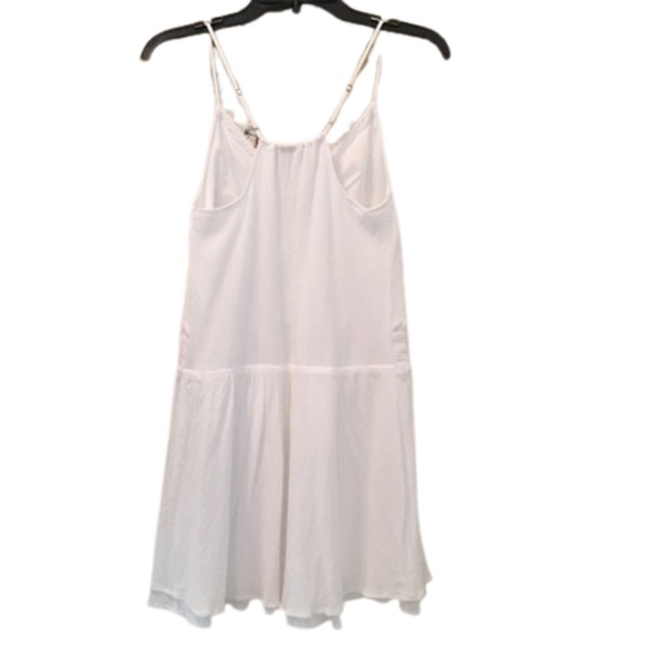 LC LAUREN CONRAD Bright White Drop Waist Lace Trim Shift Dress Medium - Picture 4 of 5